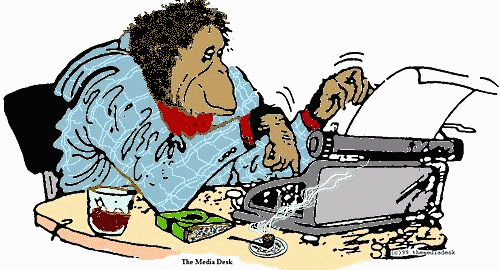 Typing Ape, the Media Desk Logo, in living color!